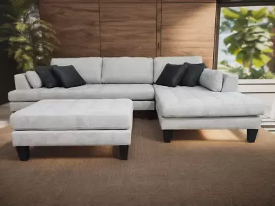 S168RG 3 Pcs Modern Grey Microfiber Sectional Sofa Set  (Custom Made Options) • $1395
