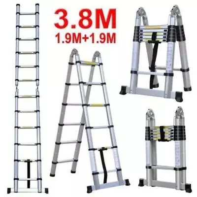 8.5Ft-20.5Ft Telescoping Folding Ladder Aluminum Extension Max Capacity 330 Lbs • $87.50