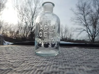 Vintage Apothecary Chemists  ACID ACETIC HCHO  Glass Bottle Embossed Laboratory • $13.76