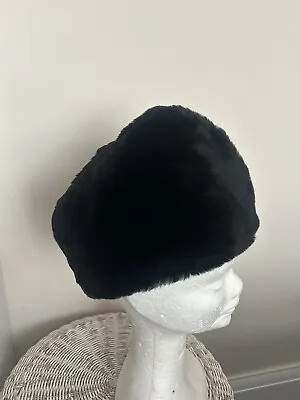 VTg 70’s Black Sheepskin Nursey’s Winter Cossack Hat Ladies. Austin Reed.19830 • £10