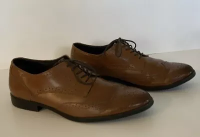H&M Brown Brogue Faux Leather Oxford Dress Shoes Brown  Men's Size 10 • $16.34