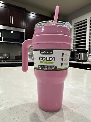 Reduce Cold 1 40 Oz Mug Insulated Steel Tumbler Pink With Lid & Straw • $24.97