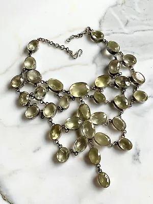 Vintage Massive Silver Lemon Quartz Bib Necklace Vintage Spectacular • $650