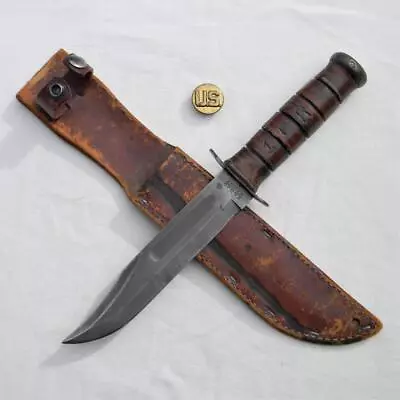 $399.99 • Buy WW2 Era USMC Designated Ka-Bar MK2 Fighting Knife, Orig Early Leather Scabbard