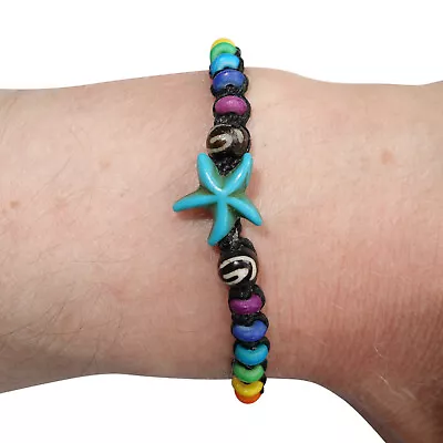 Starfish Bracelet Rainbow Wristband Bead Bangle Mens Womens Boys Girls Jewellery • £2.99