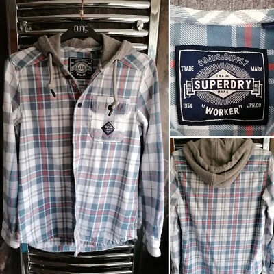 £5 • Buy Superdry Hooded Shirt Size Mens Small Boys Est Size 15-16