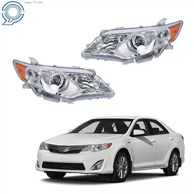 Headlights For 2012-2014 Toyota Camry Clear Headlamps Chrome Housing Right+Left • $68.99