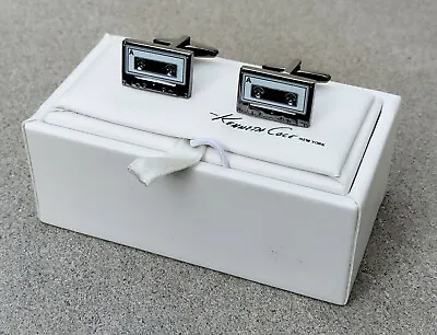 Kenneth Cole New York Silver Tone Music Cassette Figural Cufflinks New In Box • $29.99