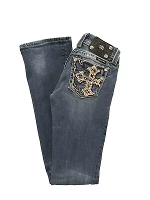 Miss Me Jeans 25 Boot Cut Stretch Embellished Low Rise Stretch Denim JE5452B3X • $17.50