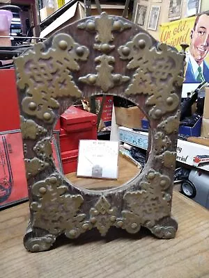 Vtg Antique Shelf Mantle Clock Wooden Case Tramp Art Brass Fancy Decor Parts • $99.95