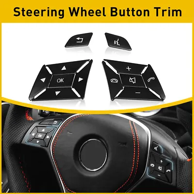 Black Steering Wheel Button Trim For 2012-16 Mercedes Benz E C G Class GLA ML GL • $13.29