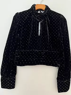 Zara Women's Velvet Crop Long Sleeve Shimmery Top Size S NWT Color Black • $17