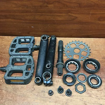 Felt Bikes BMX Parts 3PC Piece Sprocket Bottom Bracket Pedal Crankset Black • $45