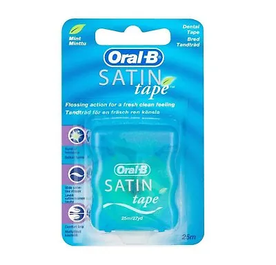Oral-B Satin Tape Dental Floss Wide Satin Like Ribbon Mint Flavor 25 M/27 Yards • $8.68