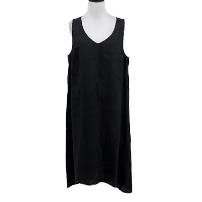 J.Jill Love Linen Tank Dress Womens Size Large Black Sleeveless Scoop V-Neck • $38.40