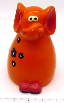 Vintage Ceramic Orange Elephant Flowers Piggy Coin Bank • $15.25