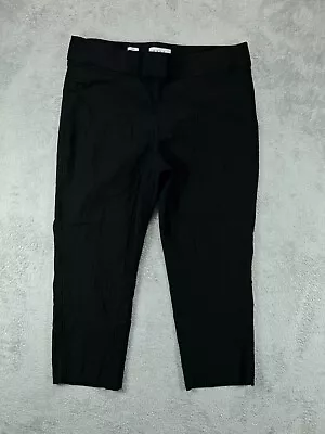 Elle Pants Womens XL Capri Pull On Black Chino Flat Front Ladies 34x22 High Rise • $16.89