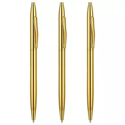 Ballpoint Pens 3 Pack Gold Pens Slim Stainless Steel Metallic Retractable Pe... • $13.39