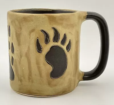 Mara Mexico Stoneware Bear Claw Paw Print Hand Painted Mug Cup 16 Oz Tan Brown • $18