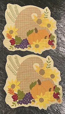 2 Quilt Applique Placemats Farm House Pumpkins Country Harvest Autumn Acorn Fall • £10.59