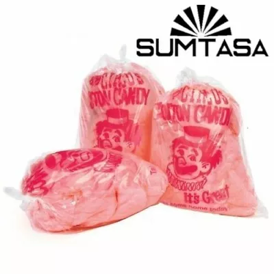 🔥x100 Cotton Candy Floss Bags Clown Plastic Bag With Ties Floss Maker Supplies • £6.79