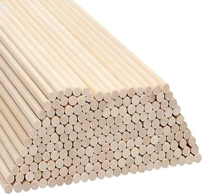 200pcs Round Wooden Dowel Sticks 18cm Wood Rods/Poles For Crafts & Model Making • £13.49