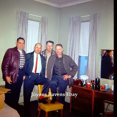 35MM Photo Slide 1963 Ektachrome Group Of Men Posing In Hotel Room Vtg Furniture • $14