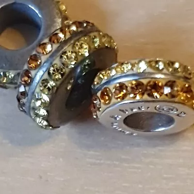 £9 • Buy Amore & Baci Amber Tones Cubic Swarovski Bead Dbl Ring Sterling Silver C2