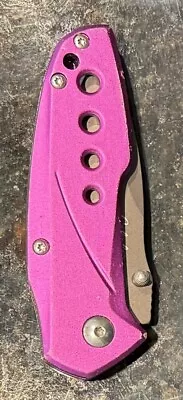 Cabela's Folding Pocket Knife Purple Plain Edge Liner Lock Aluminum Scales • $11.50