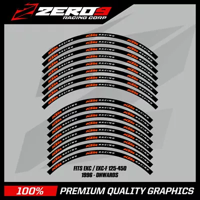 KTM Rim Decals 21  / 18   EXC EXC-F XC-W MX Motocross Graphics Decals BLK / ORA • $34.68