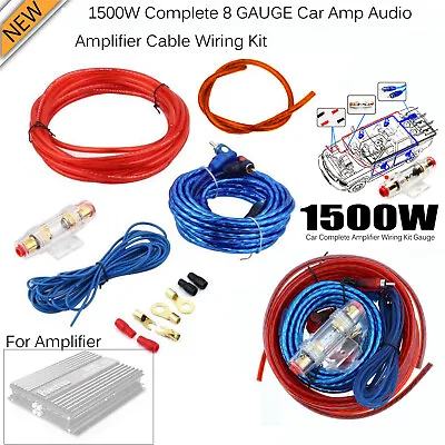 1500W Car AMP Wire Wiring 8GA VM Audio Amplifier Car Audio Sub Power Cable Kit • £6.37