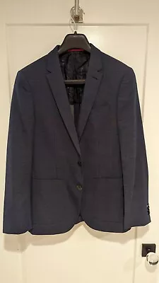 HUGO BOSS Blue Unlined Wool Cotton Harvey Slim Fit  Light Blazer 38R US 48 EU • $149