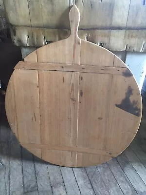 Early Primitive Large Round Bread/Dough Board W/ Slats  & Beautiful Handle~PR580 • $215