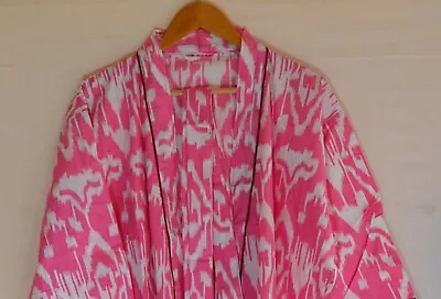 $42.89 • Buy Kimono Dress 100% Cotton Woman Bathrobe Long Gown Sleepwear Indian Screen Print