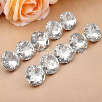 £5.03 • Buy 20/25/30mm Shiny Crystal Upholstery Button Gem Flower Buckle Decor Sofa Screw