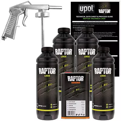 U-POL Raptor Black Urethane Spray-On Truck Bed Liner Spray Gun 4 Liters • $149.99