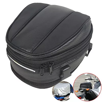 Motorcycle Rear Tail Seat Back Saddle Helmet Shoulder Carry Bag Waterproof+Cover • $38.82