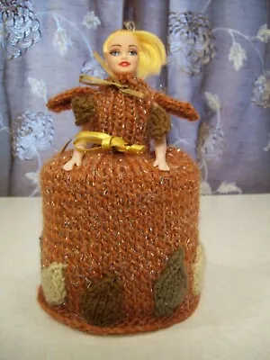 £8.50 • Buy Hand Knitted Autumn Doll Toilet Roll Cover With Gift Box