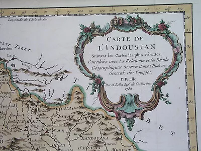 1752 Original Map Asia India Pakistan Kashmir Bengal Gujarat Delhi Lahore Sikhs • $119.99