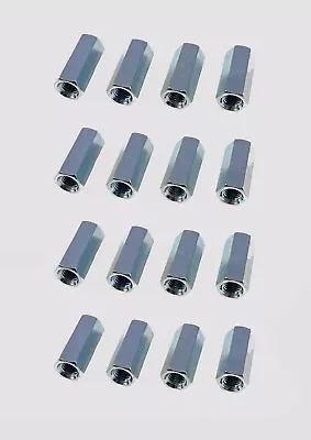 16 Pack 1/4-28 X 7/8  Long Fine Thread Hex Coupling Nut With Zinc Plate • $8.24