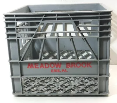 VTG Meadow Brook Dairy Erie PA Company Gray Plastic Milk Crate  13” X 13” • $14.99