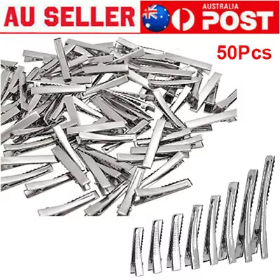 50Pcs Silver Metal Plain Hair Clips Alligator Clips DIY Hairpins Salon Barrette • $10.40