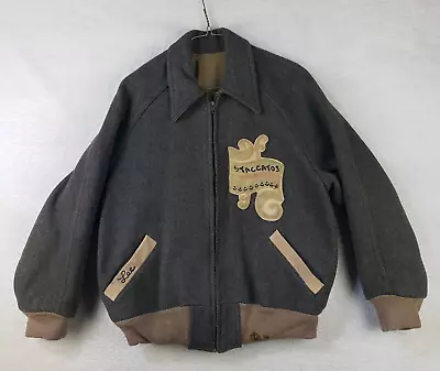 Vintage Varsity Letterman Jacket Mens Large Gray Logan Knitting Mills • $49.99