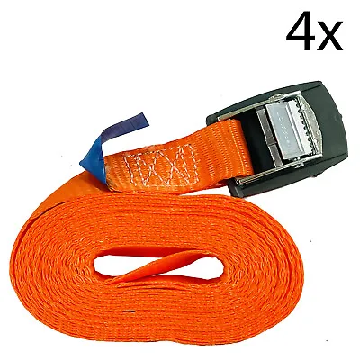 4 X TIE DOWN ROOF RACK STRAPS With SOFT PAD 25mm X 5 Metre Kayak Canoe Luggage • £12.49