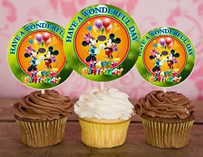 12 Happy Birthday Mickey Mouse Inspired Party Picks Cupcake Toppers #2 • $6.48