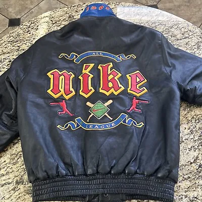 Vintage 1995 Nike Leather Baseball Destroyer Jacket 🔥 • $2000