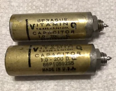 Vintage Sprague Vitamin Q Capacitor 1.0-200 D.C. 86P10592S5 Lot Of 2 Untested • $9.50