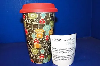 Travel Mug Coffee Cup Eco One Ceramic Silicone Pac Man Video Gamer Space Theme • $20