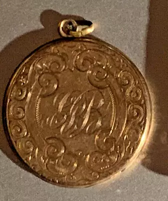 1of 1 Antique Gold Filled Round Locket With  1/4 Gold W&M Rare • $40