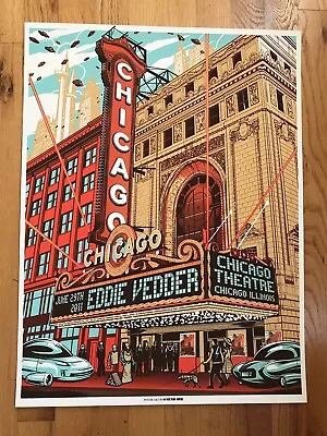 Munk One Eddie Vedder Poster Chicago Theater 2011 6/29/11 Pearl Jam • $900